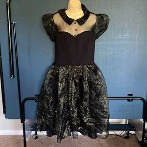 Halloween Leg Avenue Black and Gold Witch Dress Costume XL
